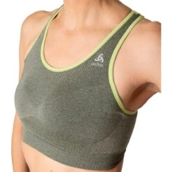 Odlo Seamless Medium Ceramicool Sports Bra Women - Sharp Green Melange -Odlo odlo womens seamless medium ceramicool sports bra sharp green melange 1408729