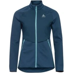 Odlo Women's Sesvenna Hybrid S-Thermic Mid Layer Zip - Blue Wing Teal