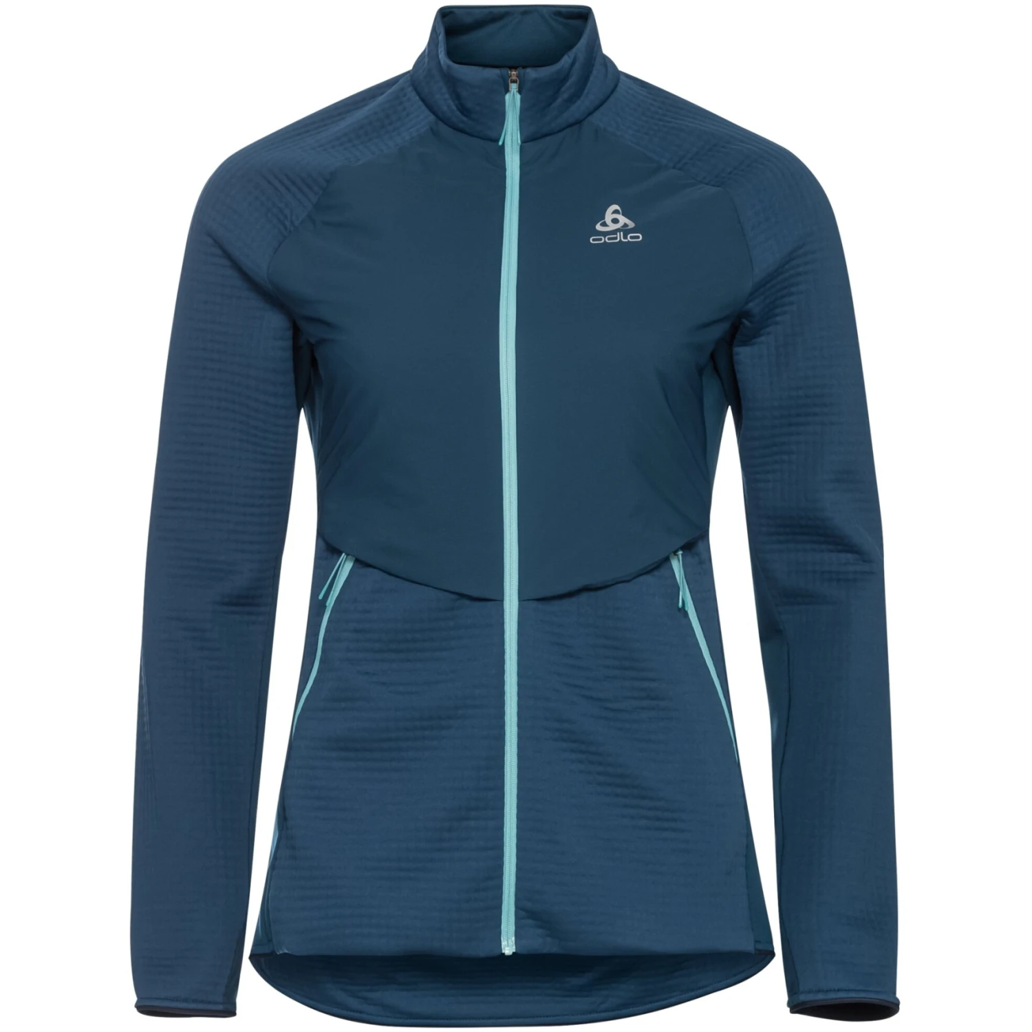 Odlo Women's Sesvenna Hybrid S-Thermic Mid Layer Zip - Blue Wing Teal 3 Odlo Women's Sesvenna Hybrid S-Thermic Mid Layer Zip - Blue Wing Teal