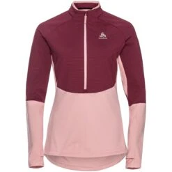 Odlo Women's Sesvenna SL Half-Zip Mid Layer - Raspberry Fudge - Boto Dolphin