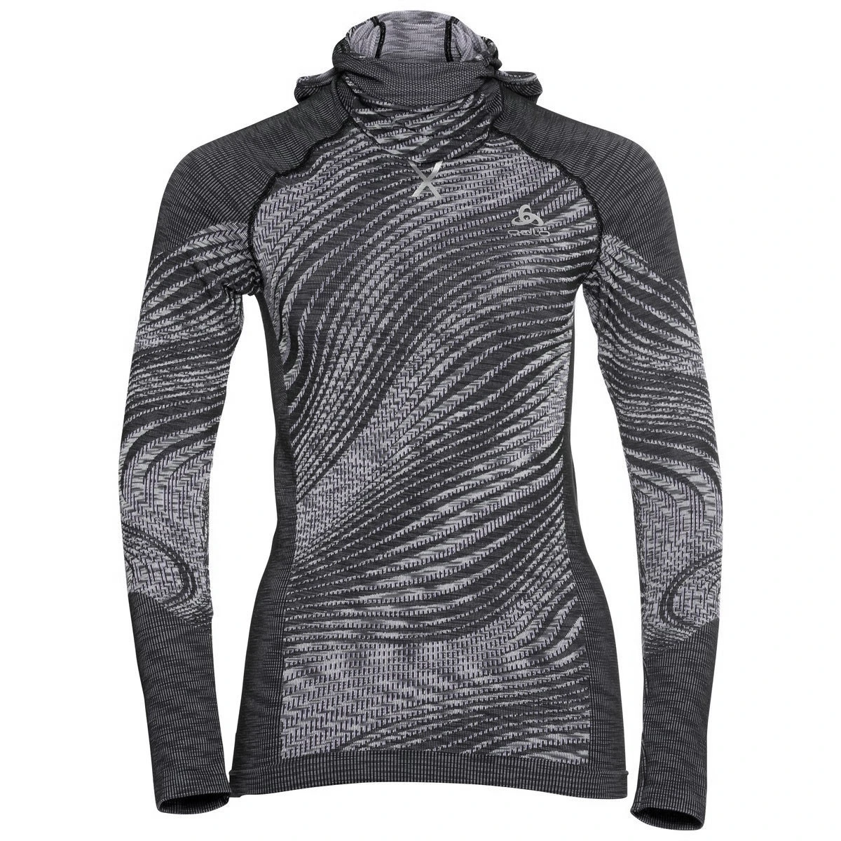 Odlo Women's Blackcomb Eco Long Sleeve Baselayer With Facemask - Black - Space Dye 3 Odlo Women's Blackcomb Eco Long Sleeve Baselayer With Facemask - Black - Space Dye