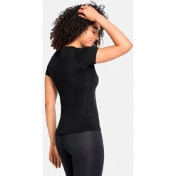 Odlo Natural 100% Merino Warm Base Layer T-Shirt Women - Black - Black -Odlo odlo womens top natural 100 merino warm black black 2 1327994