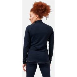 Odlo Women's Zeroweight Ceramiwarm Reflective Running Half-Zip Shirt - Black -Odlo odlo womens zeroweight ceramiwarm reflective running half zip shirt black 3 1328446