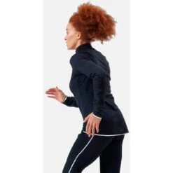 Odlo Women's Zeroweight Ceramiwarm Reflective Running Half-Zip Shirt - Black -Odlo odlo womens zeroweight ceramiwarm reflective running half zip shirt black 4 1328447