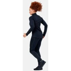 Odlo Women's Zeroweight Ceramiwarm Reflective Running Half-Zip Shirt - Black -Odlo odlo womens zeroweight ceramiwarm reflective running half zip shirt black 7 1328450