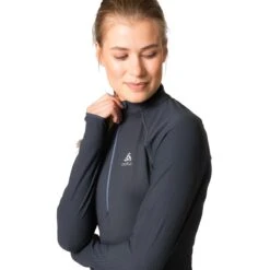 Odlo Zeroweight Mid Layer Running Half-Zip Women - India Ink -Odlo odlo womens zeroweight mid layer running half zip india ink 3 1508319
