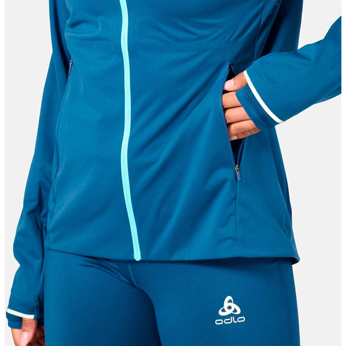 Odlo Women's Zeroweight Pro Warm Running Jacket - Blue Wing Teal - Polynya 7 Odlo Women's Zeroweight Pro Warm Running Jacket - Blue Wing Teal - Polynya - Image 5