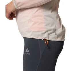 Odlo Zeroweight Waterproof Running Jacket Women - Silver Cloud - Live Wire -Odlo odlo womens zeroweight waterproof running jacket silver cloud live wire 7 1507303